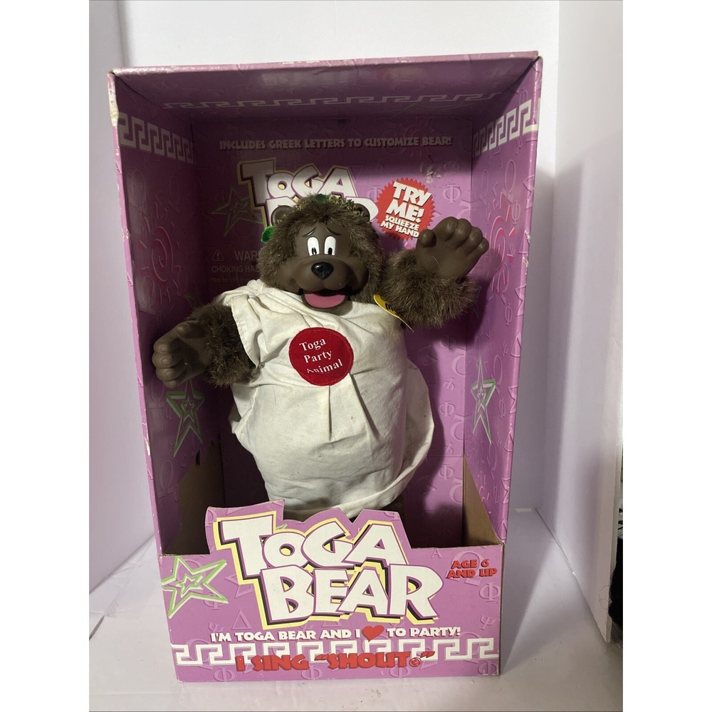 Vintage 1998‎ Gemmy Animated Singing TOGA BEAR Sings "Shout" NEW In Original Box